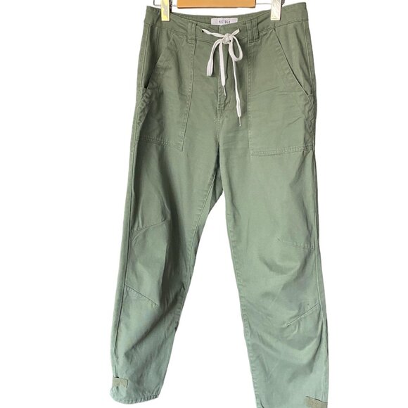 REVOLVE PISTOLA Pamela Drawstring Twill Olive Green Pants Size S - Picture 2 of 8